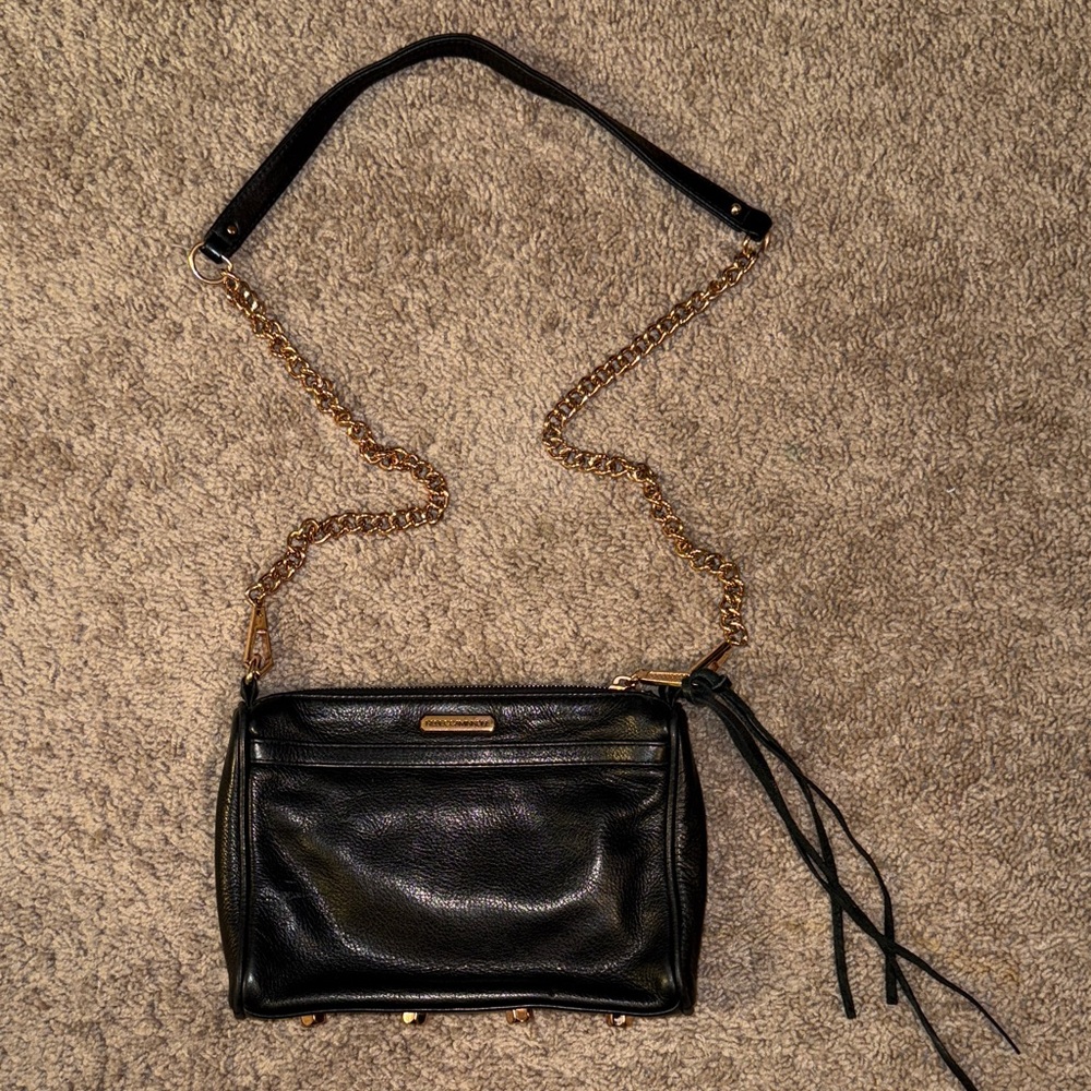 Rebecca Minkoff Black Crossbody Bag with Gold Chain